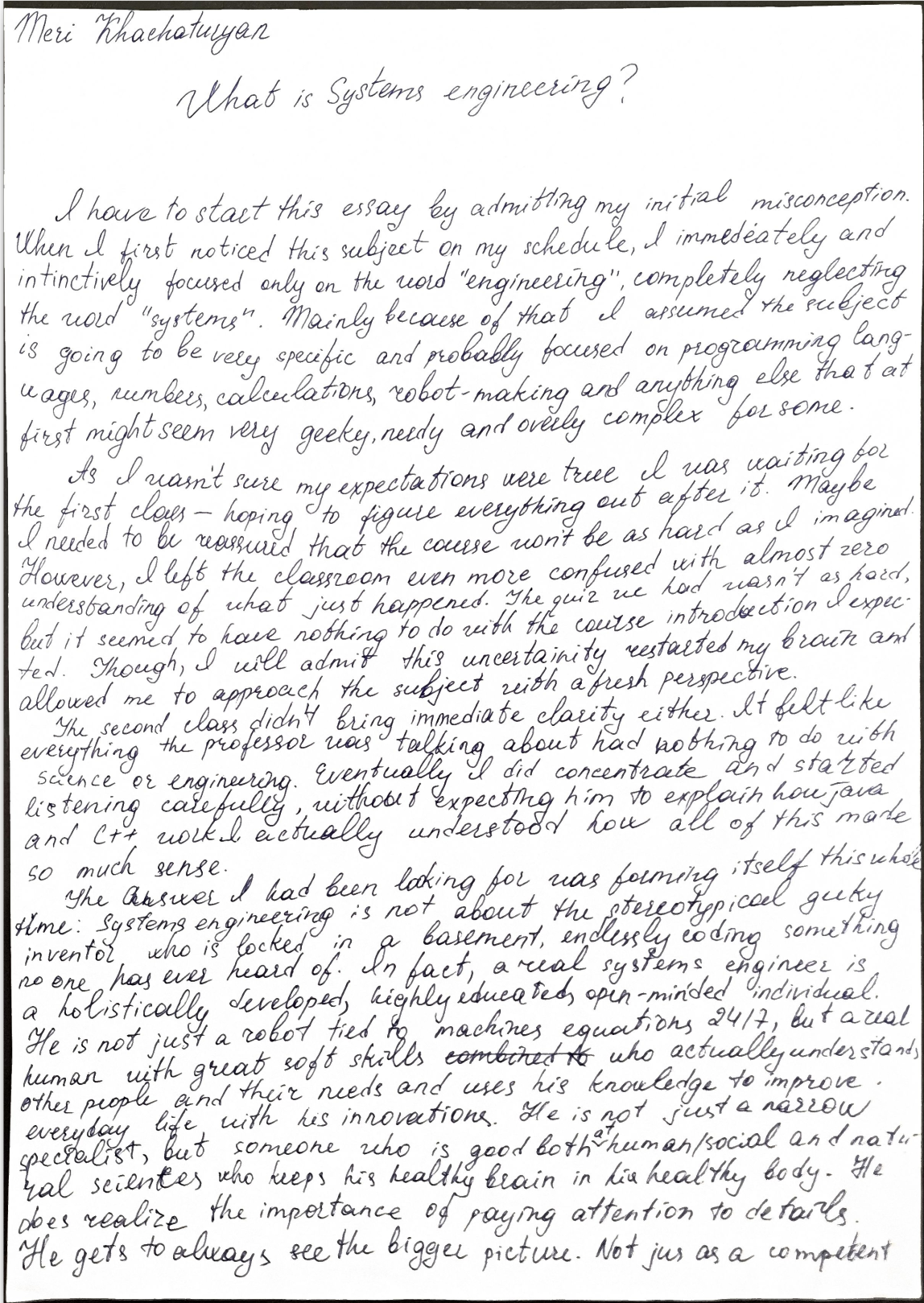 Essay 1: Systems Engineering