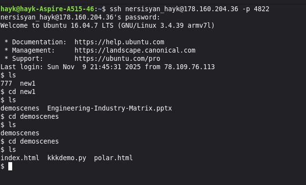 SSH login screenshot showing terminal connection
