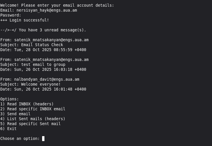 Email account screenshot