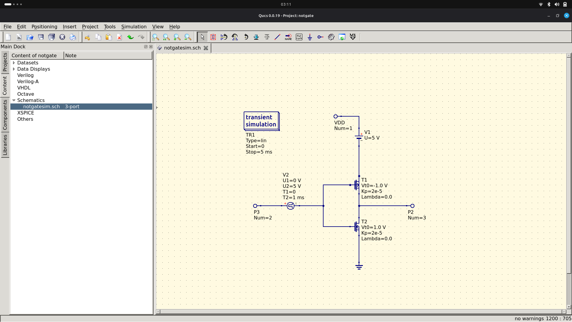 QUCS NOT Gate Simulation